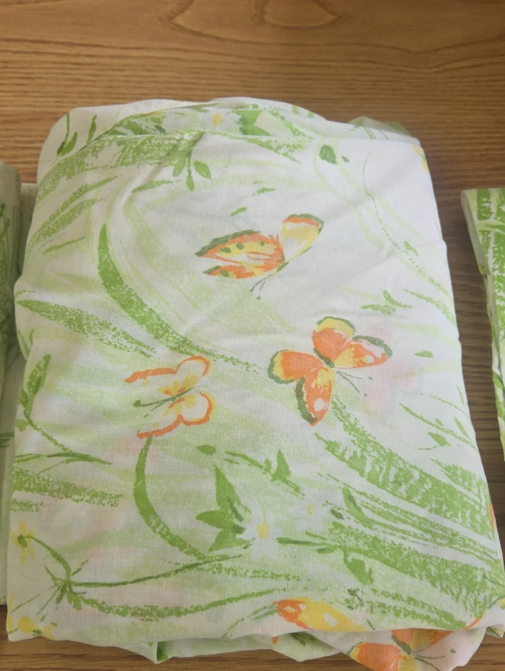 Vintage Sping Meadow Full Sheet Set Spring Butterflys 1970s